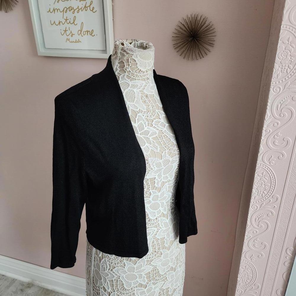LKNW Eileen Fisher black knit cardigan cropped XS